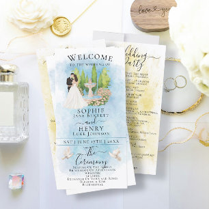 Élégant programme de mariage de mariée et de chamb