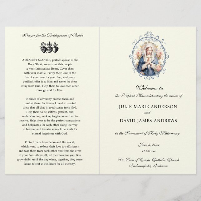 Élégant programme de mariage de masse latine catho (Devant)