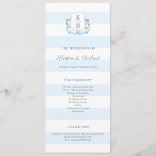 Élégant programme de mariage de monogramme nautiqu