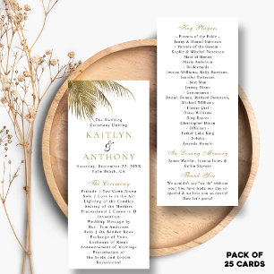 Élégant programme de mariage de plage de palmiers 