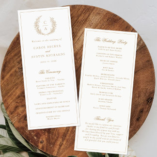 Élégant programme de mariage de serrures en feuill