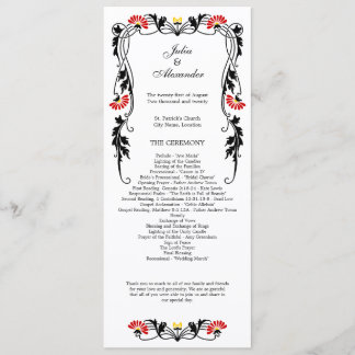 Élégant programme de mariage des fleurs de feuille