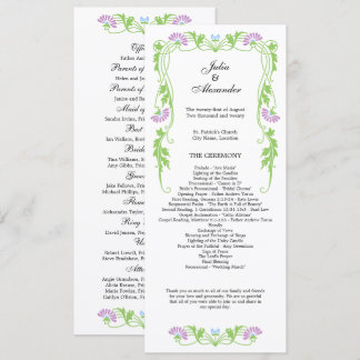 Élégant programme de mariage des fleurs de feuille