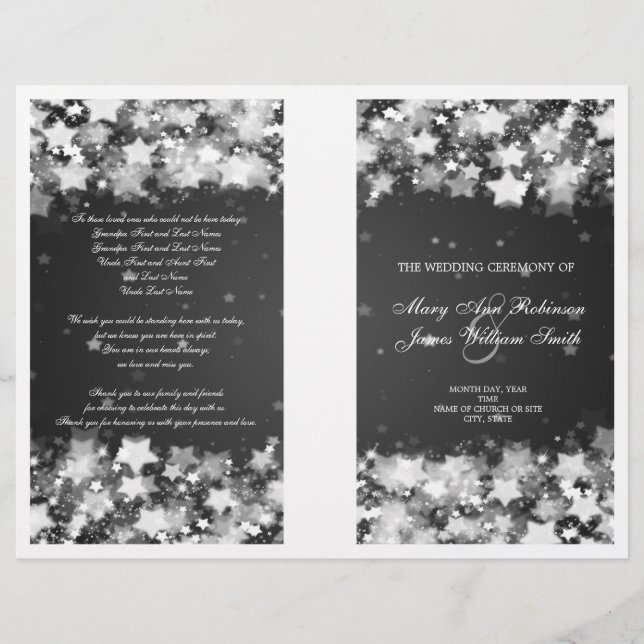 Élégant programme de mariage Éblouissant étoiles N (Devant)