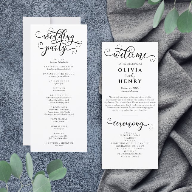 Élégant programme de mariage en calligraphie roman (Créateur téléchargé)