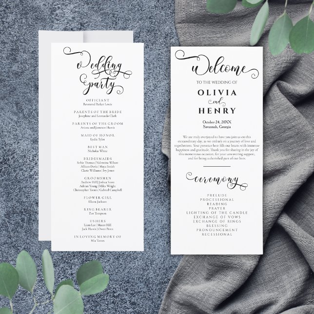 Élégant programme de mariage en calligraphie roman (Créateur téléchargé)
