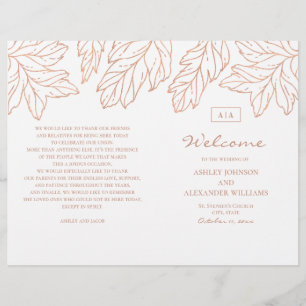 Élégant programme de mariage en or plié. Bleu