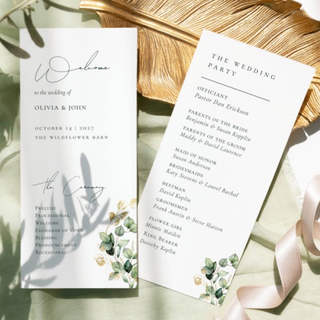 Élégant programme de mariage Eucalyptus (Créateur téléchargé)