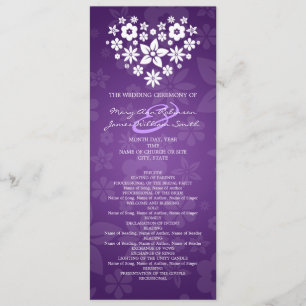 Élégant programme de mariage Fleur coeur pourpre