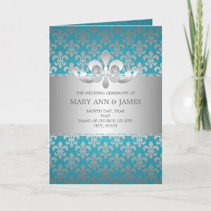 Élégant programme de mariage Fleur De Lis Bleu