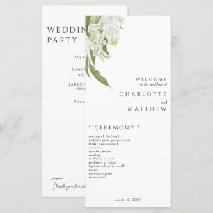 Élégant programme de mariage floral blanc