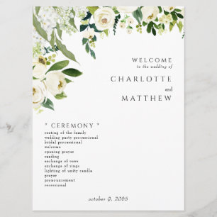 Élégant programme de mariage floral blanc II