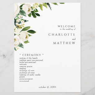 Élégant programme de mariage Floral blanc III