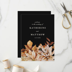 Élégant programme de mariage floral noir automne