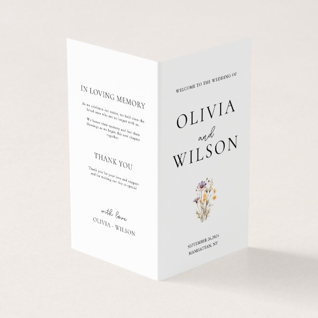 Élégant programme de mariage floral violet clair (Outside)