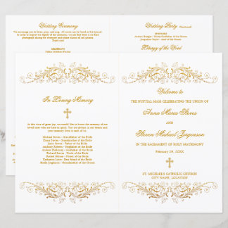 Élégant programme de mariage Gold Flourish