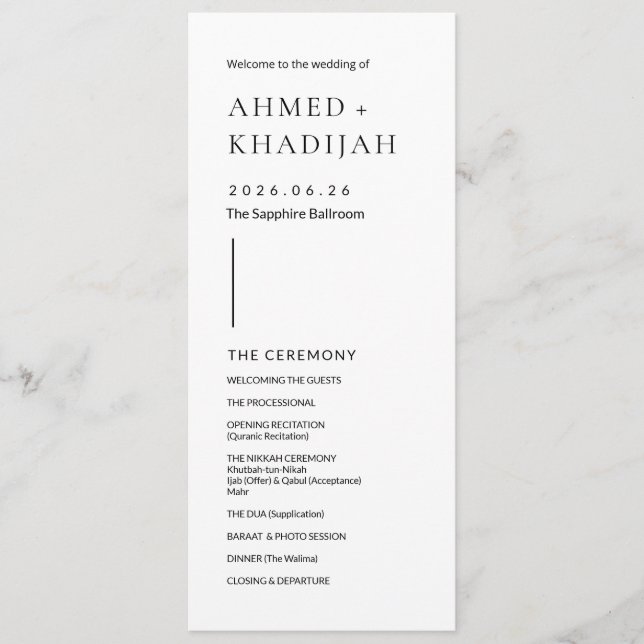 Élégant Programme de Mariage Islamique Moderne Min (Devant)