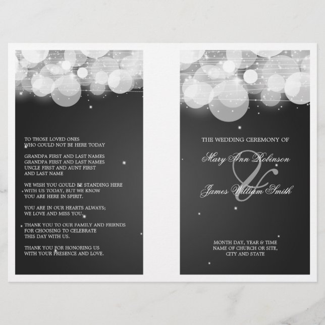 Élégant programme de mariage Lumineuse et Étincela (Devant)