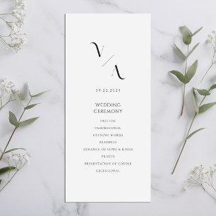 Élégant programme de mariage minimaliste moderne
