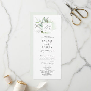 Élégant programme de mariage Monogramme de verdure