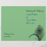 Élégant programme de mariage Peacock (vert)<br><div class="desc">Des plumes de paon colorées élégantes mettent en avant ce programme de mariage qui coordonne avec la Collection Mariage Elegant Peacock. Il est imprimé sur le papier léger,  il est donc facile à plier en deux.</div>