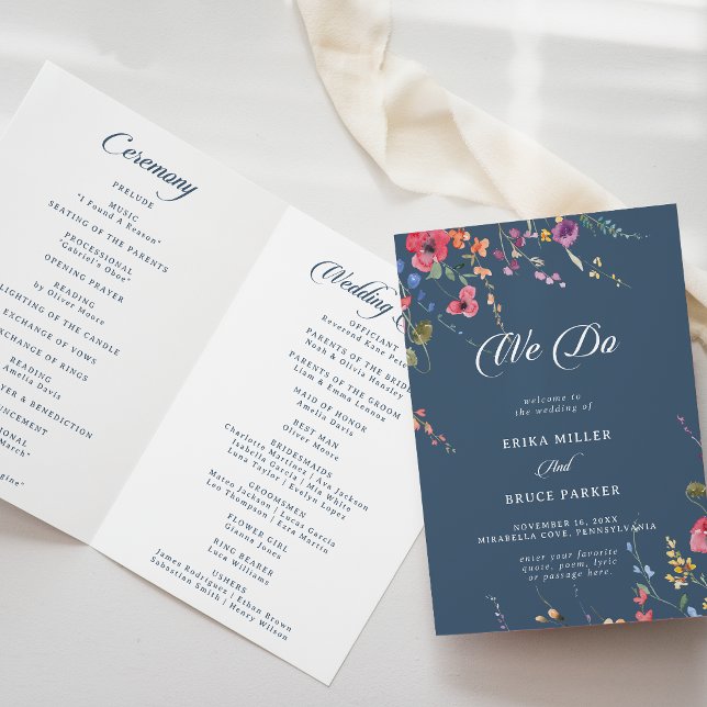 Élégant Programme de Mariage Plié Botanique Floral (Créateur téléchargé)
