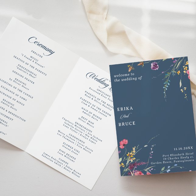 Élégant Programme de Mariage Plié Floral Botanique (Créateur téléchargé)