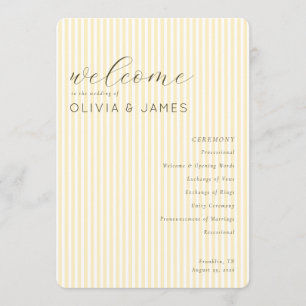 Élégant programme de mariage rayé beige