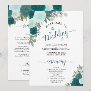 Élégant programme de mariage Turquoise et Aqua Boh