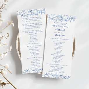 Élégant programme de mariage vintage bleu poussiér