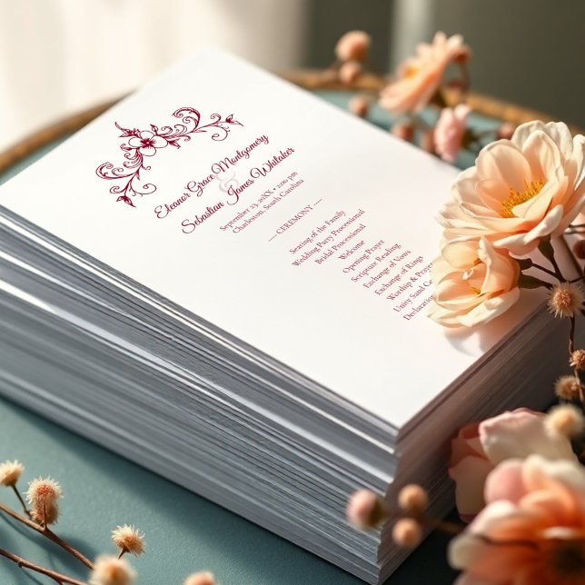 Élégant programme de mariage Vintage Romance Bourg (Créateur téléchargé)