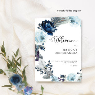 Élégant Programme Floral Quinceañera Bleu