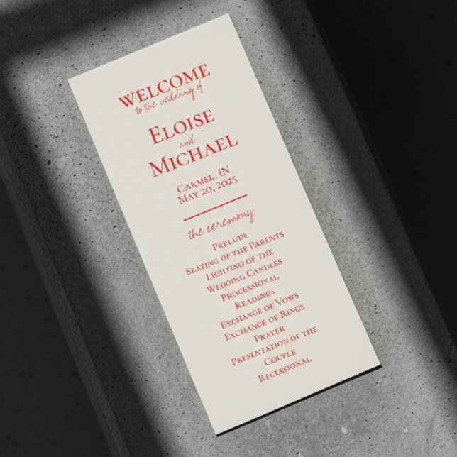 Élégant programme minimaliste de mariage manuscrit (Elegant Minimalist Handwritten Wedding Program)