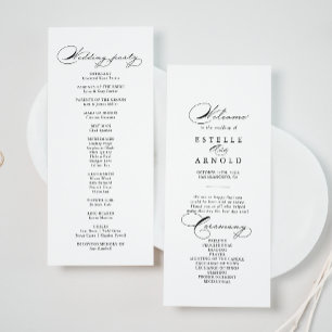 Élégant programme moderne de mariage de calligraph