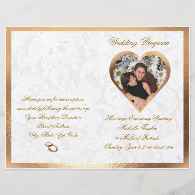 Élégant programme personnalisable de mariage photo (Devant)