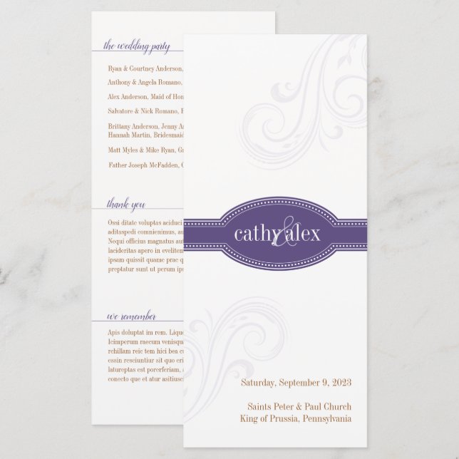 Élégant programme pourpre, Caroline Mariage (Devant / Derrière)