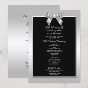 Élégant programme Silver Gem Bow & Black Wedding