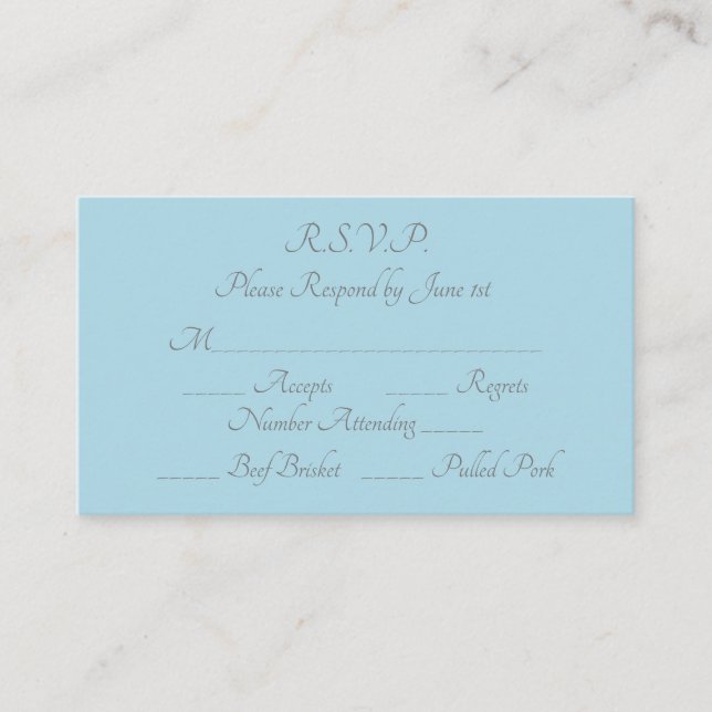 Elégant Purist Blue Grey Formal Mariage Carte RSVP (Devant)