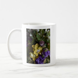 Elegant Purple and Yellow Floral Art Coffee Mug