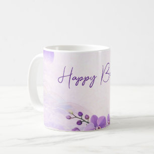 Elegant Purple Orchid Birthday Mug