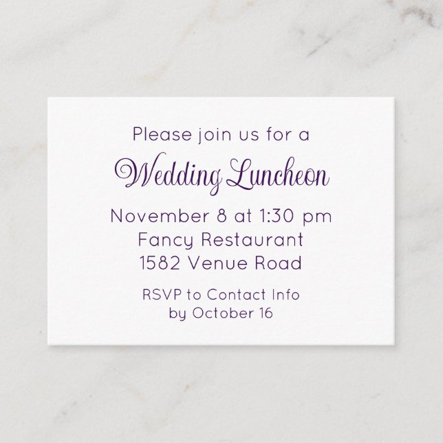 Elegant Purple Script Mariage Invitation d'événeme (Devant)