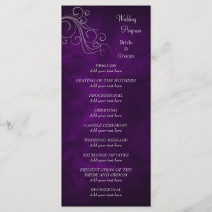 Élégant Purple Silver Wedding Programme