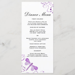 Elégant Purple & White Dragonfly Slim Dinner Menu