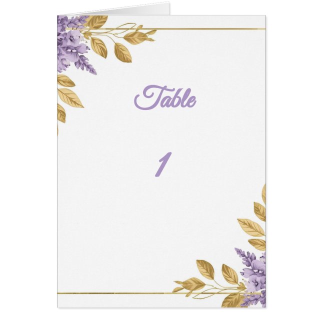 👉 Elegant Purple Wisteria Gold Floral Folded Tabl (Devant)