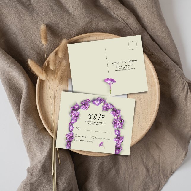 Élégant PurpleLilacFlore d'arc de lin Pas de menu  (Créateur téléchargé)