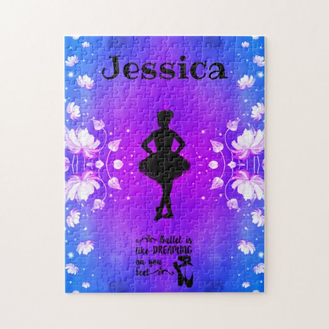 Élégant puzzle de danse avec nom de la danseuse (Vertical)
