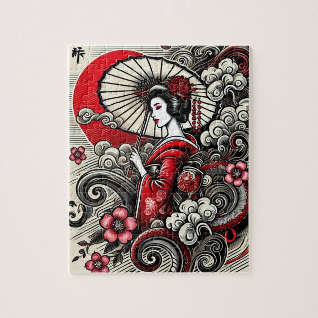 Élégant Puzzle d'oeuvres de Geisha (Vertical)