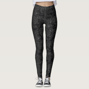 Élégant Python noir Snakeskin Leggings
