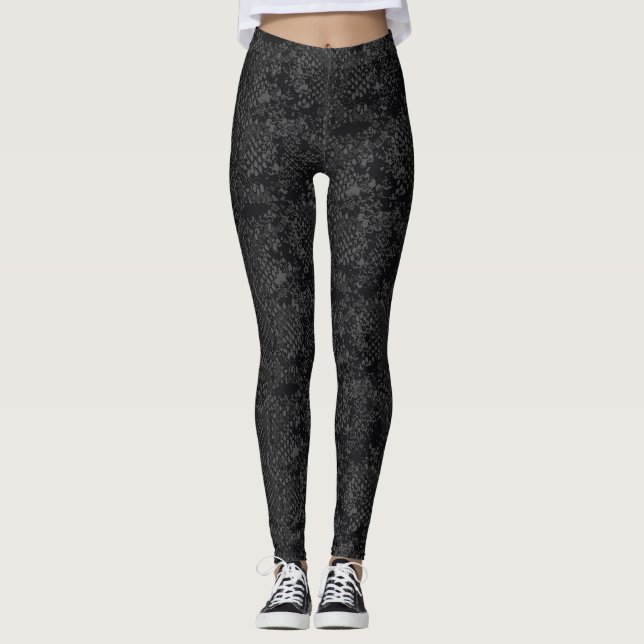 Élégant Python noir Snakeskin Leggings (Devant)