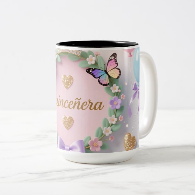 Elegant Quinceañera Mug – Sweet 15 Birthday Gift  (Devant droit)
